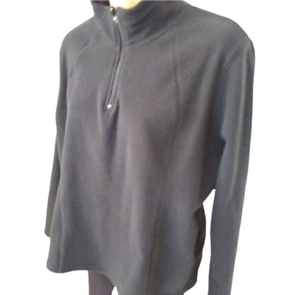 Cambridge Dry Goods Black Fleece 1/4 Zip Pullover Top Women's SZ XL - Picture 2 of 5